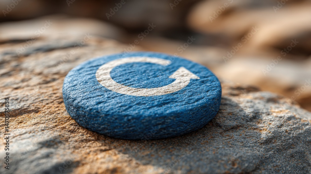Aufkleber a rock with a blue and white circle painted on it depicting smart decision gate concept for ai behav