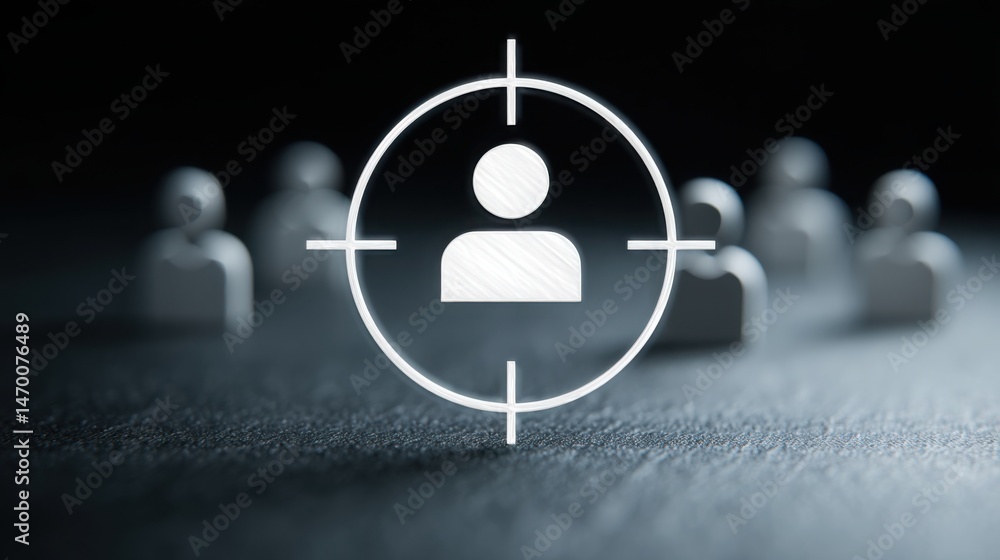 Poster person in circle representing smart segmentation grid icon concept for ai-structured audience target