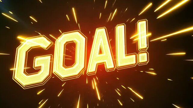 Glowing GOAL! text with exploding light streaks on dark background