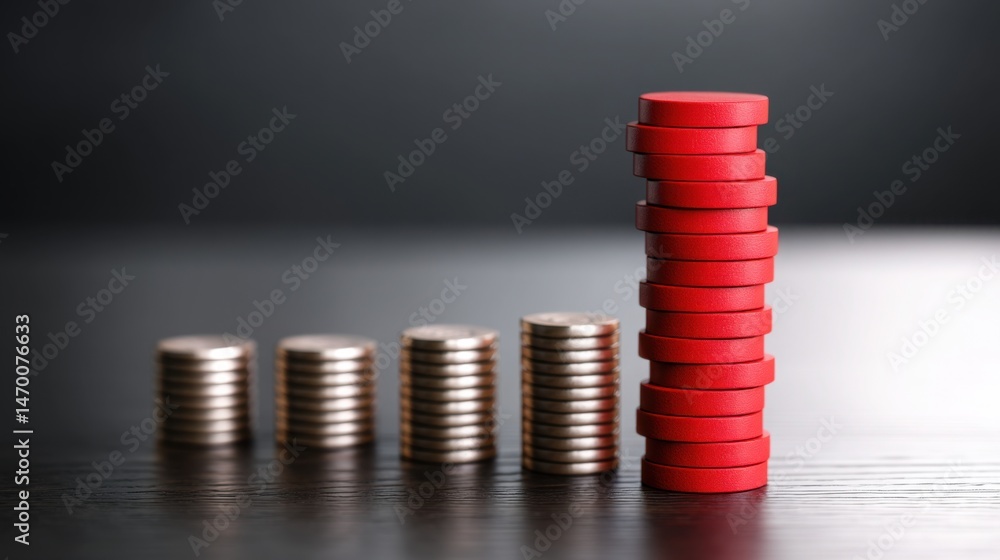 Poster stack of coins representing smart stop-loss placement icon concept for protecting capital in financi
