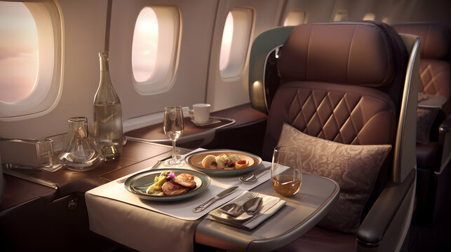 Exquisite meal service served on private jet creating a luxurious experience mid air journey