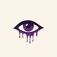 Dripping Eye Illustration In Purple Tones Modern Visual Art Concept Design Isolated Graphic Design Element