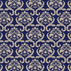 Seamless pattern with damask ornaments. Textured background.