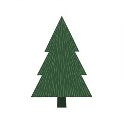 Simple Green Evergreen Tree Illustration on White