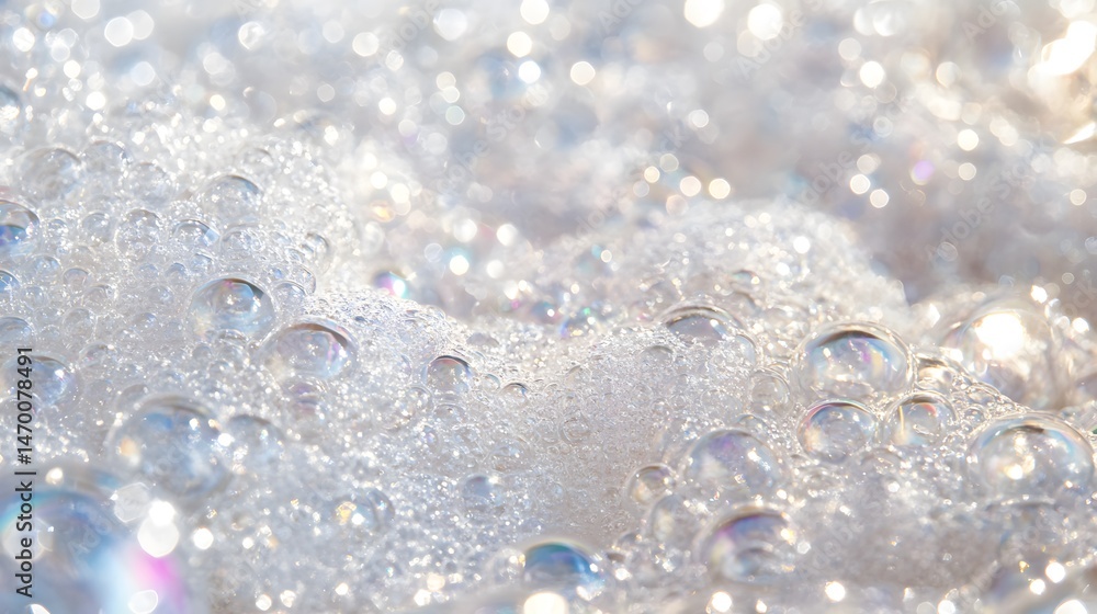 Poster mesmerizing close-up of shimmering bubbles with soft glow for elegant art