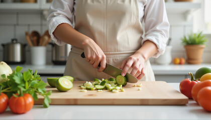 Culinary artistry in modern kitchen, joyful cooking experience