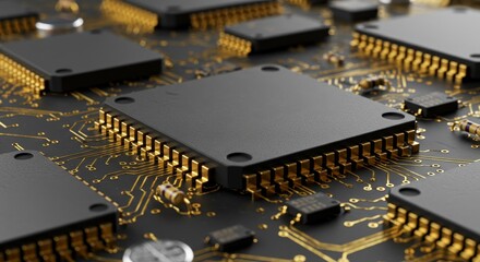Microchip Innovation: Close Up Circuit Board - Advanced technology, computer hardware, future, technological progress, engineering excellence. Symbolizing innovation, precision, connectivity