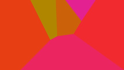 Abstract geometric artwork featuring vibrant hues of red, orange, and pink, creating a dynamic composition of shapes and colors