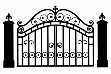 wrought iron gate  silhouette vector