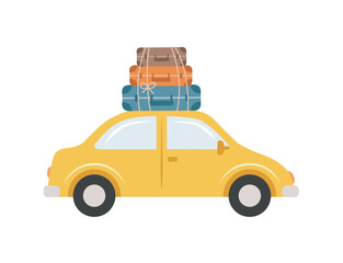 Fototapeta premium car with suitcases on the roof isolated vector illustration