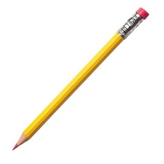 Yellow pencil with eraser isolated on white background