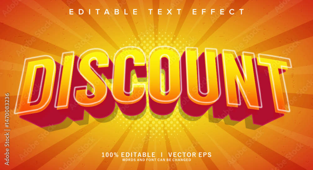 Poster discount 3d vector text effect with modern style design