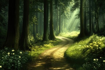 Fototapeta premium Sunlit Forest Path