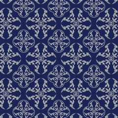 Seamless pattern with damask ornaments. Textured background.