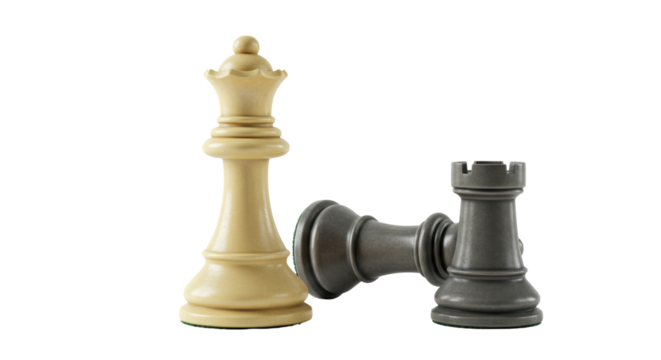 Isolated Chess Queen with Fallen Chess Rook