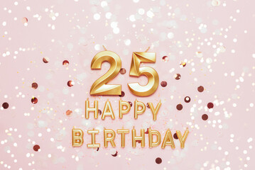 Number 25 twenty five golden celebration birthday candle on Festive Background. twenty five years birthday. concept of celebrating birthday, anniversary, important date, holiday