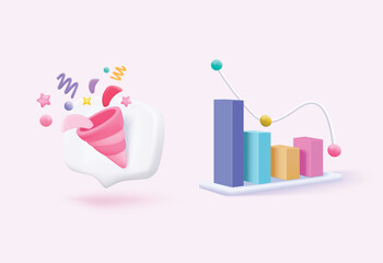 3D vector finance statistic  illustration