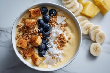 Smoothie Bowl with Fruit and Toppings