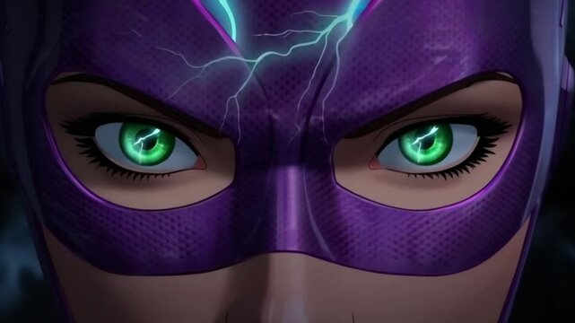 Electric Gaze: Superheroine with Glowing Eyes