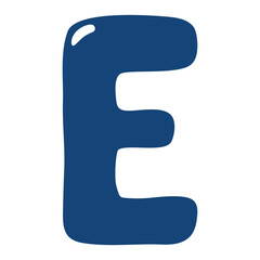 Latin letter E shaped balloon, rounded glossy design, isolated vector on transparent background. Hand drawn illustration. Holiday, party, celebration, anniversary, birthday card, banner element