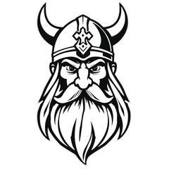 Fierce viking warrior with horned helmet