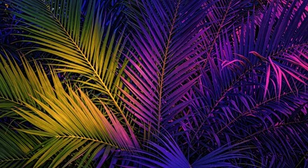 Tropical Vibrant Backdrop - Colorful Palm Leaf Shadows and Playful Light