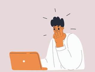 Cartoon vector illustration of a person engrossed in their laptop, exploring the digital world with focus and concentration