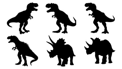 T-Rex Dinosaur Silhouette   Black Prehistoric Vector Clipart © Kay