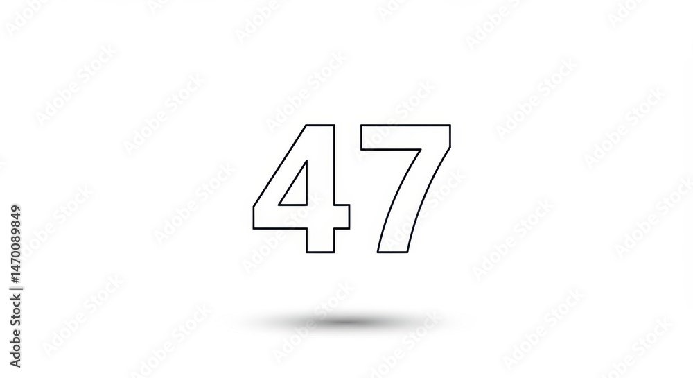 Poster outline number 47 isolated on a white background with a subtle shadow for visual impact