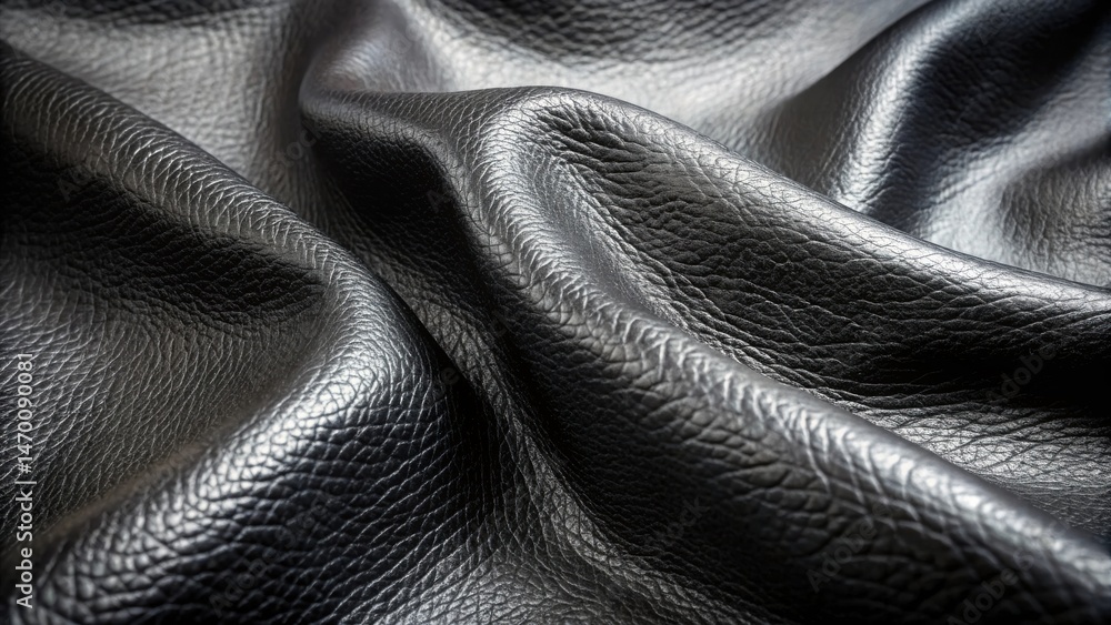 Poster draped black leather texture a luxurious and smooth surface ideal for high-end fashion and design ap