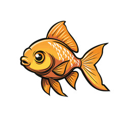 Cartoon Goldfish Swimming Illustration On White Background Decorative Fish Character Icon For Kids Design