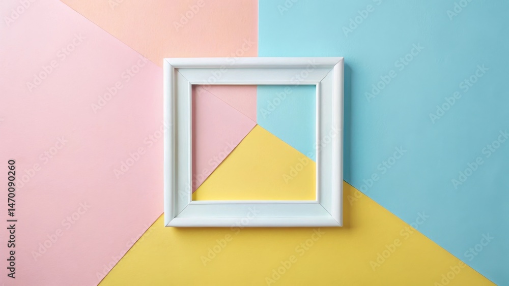 Poster a simple white frame rests on a vibrant pastel backdrop, showcasing a stylish and minimalist design 