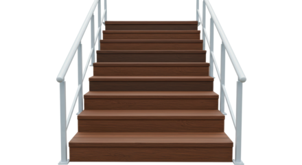 Isolated Wooden Stairs with Railing