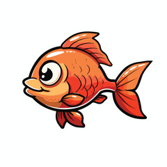 Playful Orange Cartoon Goldfish Illustration On White Background For Kids Books And Design Projects