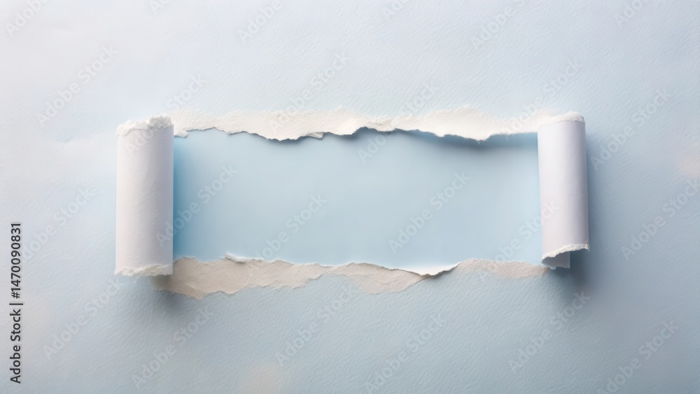 Aufkleber A torn piece of paper reveals a light blue background, creating a captivating space for your message or design
