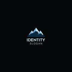 Abstract Mountain Logo Design Concept with black background. 