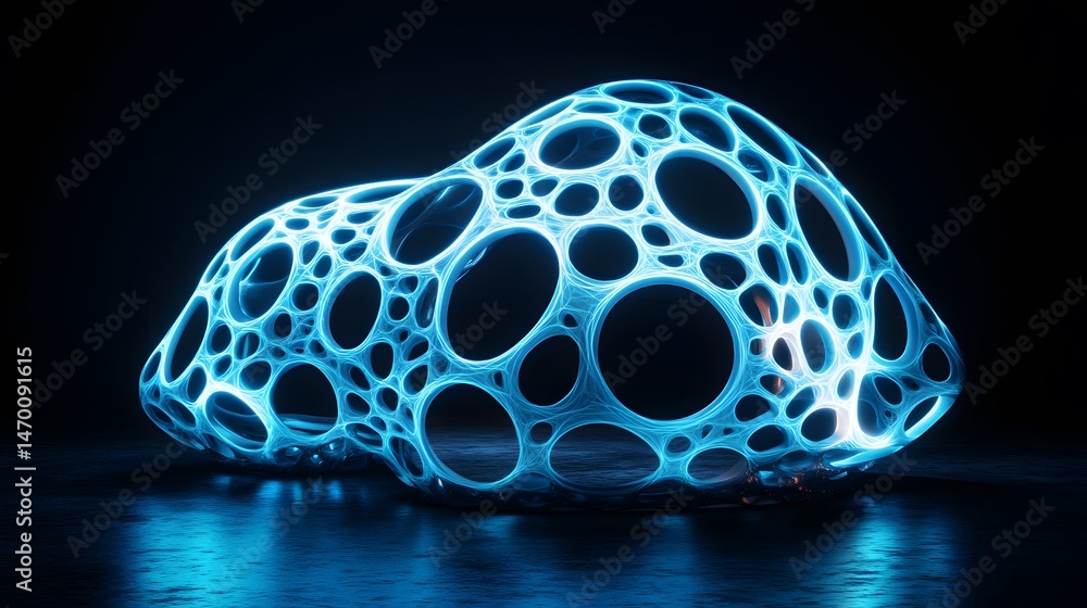 Poster modern parametric art with vibrant 3d elements and futuristic digital composition