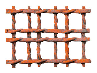 Metal lattice design with twisted bars for creative projects on a transparent background, cut out