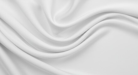 Fototapeta premium Soft White Silk Drape - Elegant white silk fabric, flowing curves, soft light, smooth texture, subtle shadows. Symbolizes purity, luxury, serenity, elegance, and fluidity