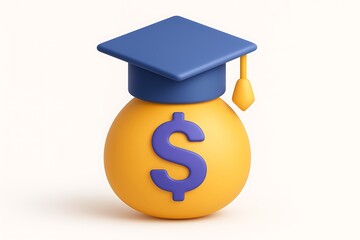 graduation cap on dollar money bag symbolizes student loan education funding investment scholarship and tuition cost