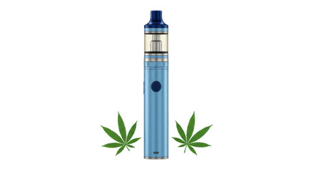 Isolated Vape Pen with Marijuana Leaves