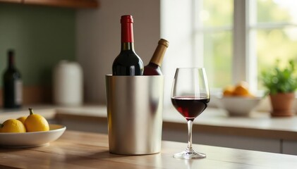 Elegant wine bottle cooler keeping wine chilled Perfect for parties or everyday use , chrome, party