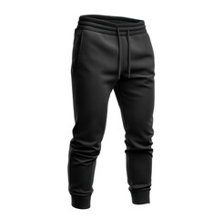 Comfortable black jogger pants for casual wear and active lifestyle on a transparent background, cut out