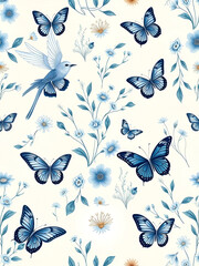 Fototapeta premium seamless background with butterflies