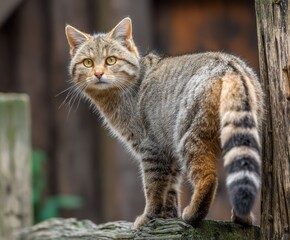 Fototapeta premium Cute European wildcat in the wild
