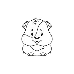 Cute Guinea Pig Coloring Page. Vector Illustration