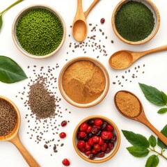 Healthy Superfoods Organic Powders Seeds and Berries for Wellness
