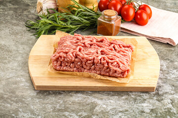 Raw uncooked red minced meat