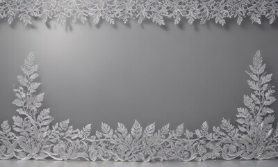 Intricate silver leaf lace border, shimmering backdrop ,  texture,  template,  art deco