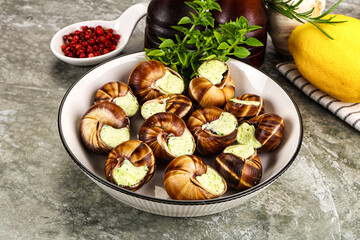 Fresnch escargort with basil butter